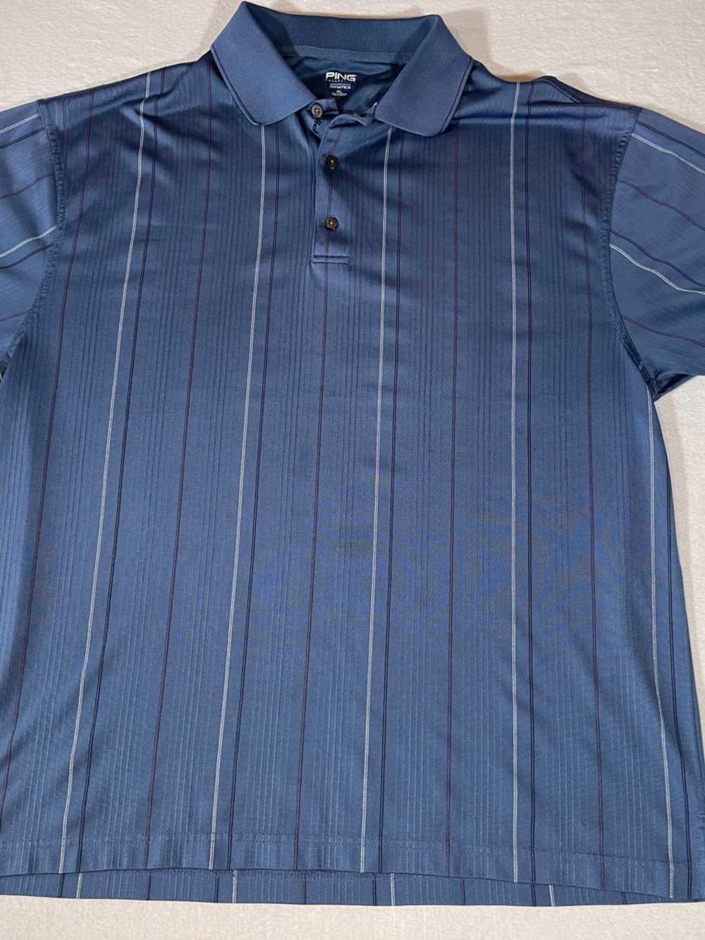 PING Men's Blue Vertical Stripe Golf Polo Size XL